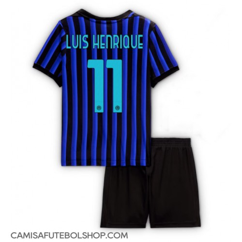 Camisa de time de futebol Inter Milan Luis Henrique #11 Replicas 1º Equipamento Infantil 2025-26 Manga Curta (+ Calças curtas)
